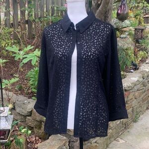 Sag Harbor Black Laser-Cut Button-Front Shirt